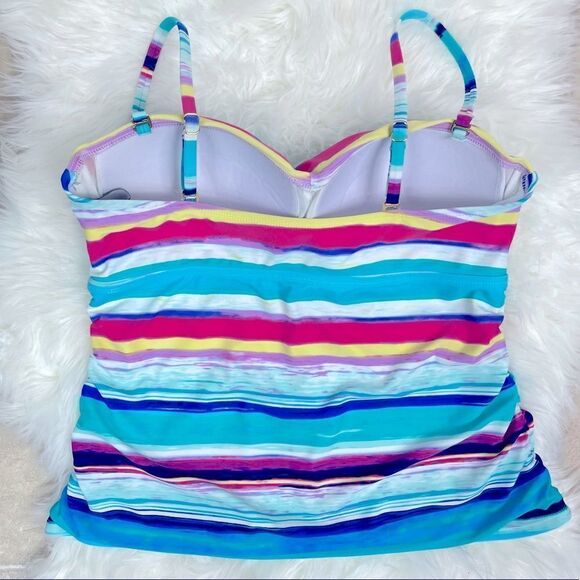 Bamboo | slimming bathing suit top L striped,strapless with detachable straps - Picture 2 of 7